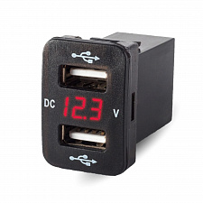 Розетка питания. Разъем в авто врезной на 2USB гнезда 12-24В TDS TS-CAU47